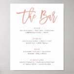 Modern Fairytale Wedding The Bar Menu Sign Drinks<br><div class="desc">LINA • This sweet rose gold and white wedding bar menu poster sign associates the elegant glamour of the "faux" rose gold foil texture with the casualness of the copy text and handwritten fonts. The collection coordinates well with autumn/fall wedding colours. Also, with the little fairy-tale touch in a modern...</div>