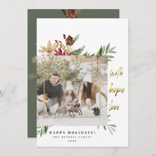 Modern Faith Hope Love 2-Picture Merry Christmas Holiday Card