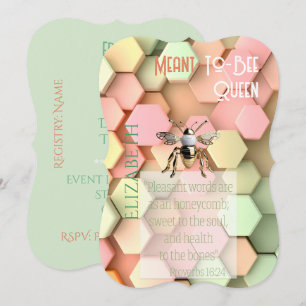 Modern Faith Peach Pink Yellow Green Hive Gold Bee Invitation