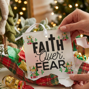 Modern ''FAITH'' Reindeer Black Holiday Ornament