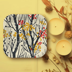 Modern Fall Abstract Scandinavian Paper Plate