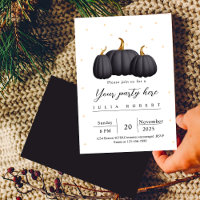modern fall autumn golden Black pumpkin White