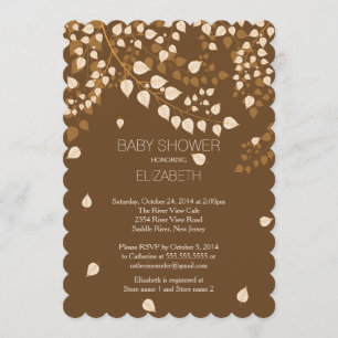 Modern Fall Autumn Leaf Baby Shower Invitation