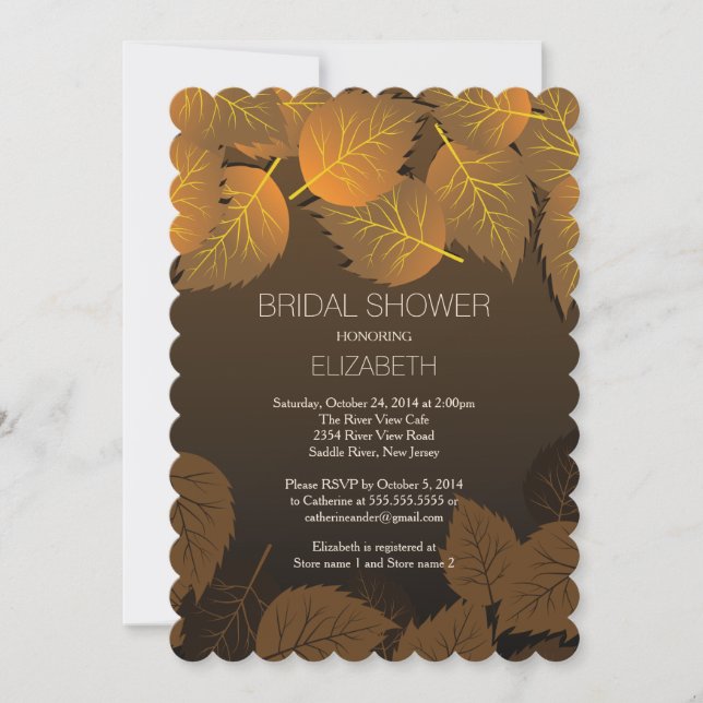 Modern Fall Autumn Leaf Bridal Shower Invitation (Front)