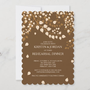 Modern Fall Autumn Leaves Rehearsal Dinner Invitation