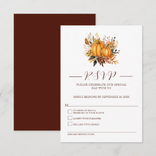 Modern Fall Autumn Wedding Pumpkin Response Card