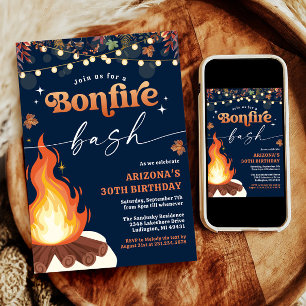 Modern Fall Bonfire Invitation, Bonfire Bash Invitation