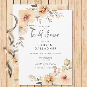Modern Fall Champagne Floral Frame Bridal Shower Invitation