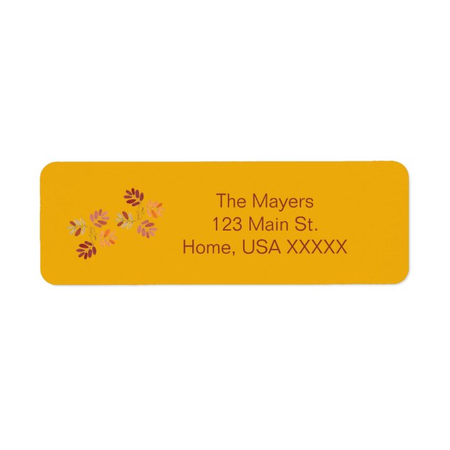 Modern Fall Colours Autumn Leaves Return Address Label (Front)