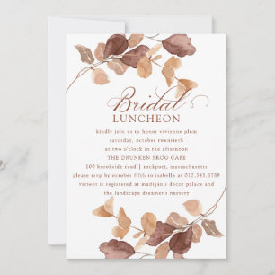 Modern Fall Eucalyptus Leaves Bridal Luncheon Invitation