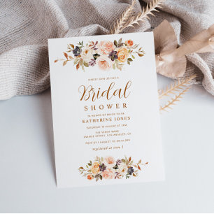 modern fall floral bridal shower invitation