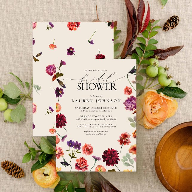 Modern Fall Floral Garden Terracotta Bridal Shower Invitation (Bridal Shower Invitation!)