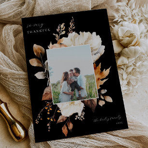 Modern Fall Floral Thanksgiving Holiday Card