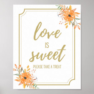 Modern fall floral wedding dessert bar sign