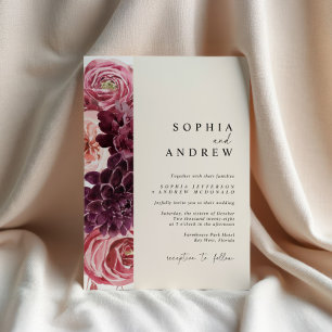 Modern Fall Flowers Autumn Wedding Invitation