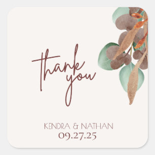 Modern Fall Foliage Autumn Wedding Sticker
