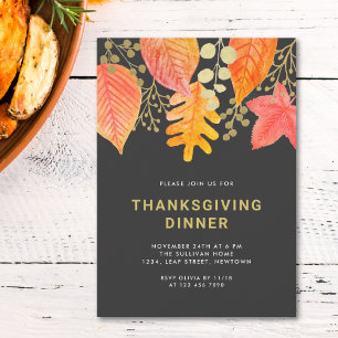 Modern Fall Foliage Thanksgiving Dinner Invitation