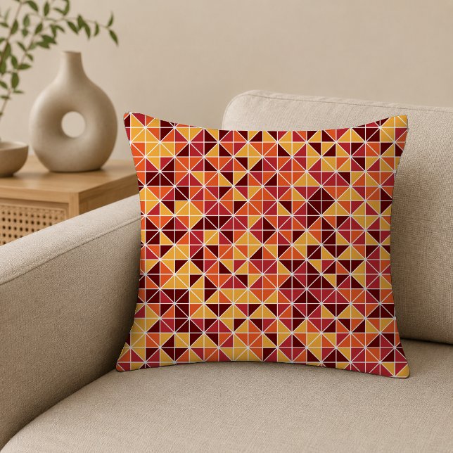 Modern Fall Geometric Triangle Pattern Cushion (Creator Uploaded)