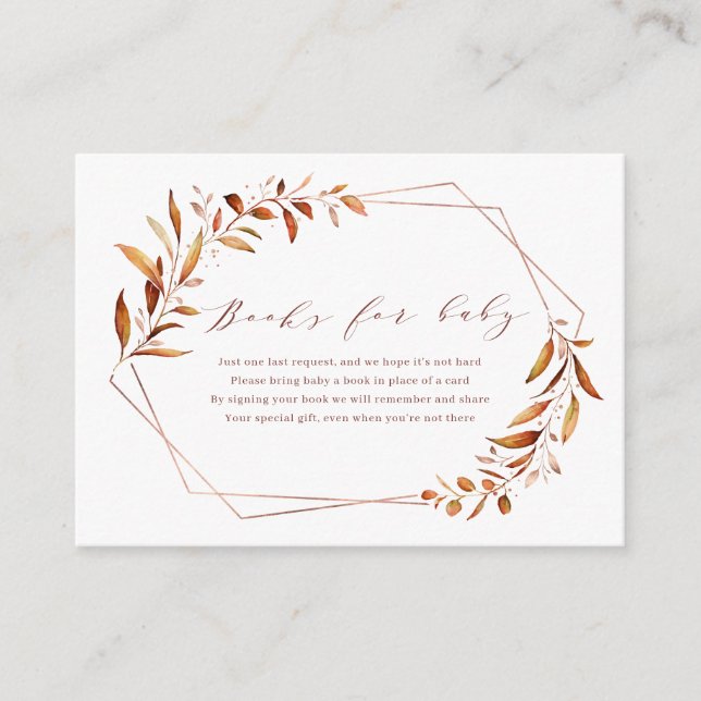 Modern Fall Greenery Geometric Books Request Enclosure Card (Front)