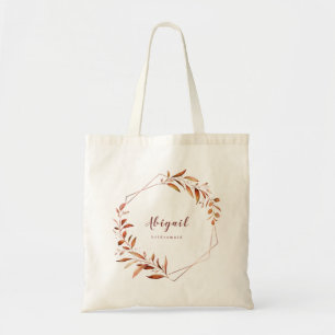 Modern Fall Greenery Geometric Bridesmaid Tote Bag