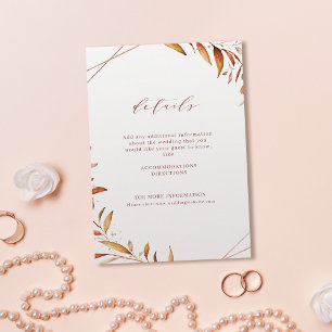 Modern Fall Greenery Geometric Rustic Wedding Enclosure Card
