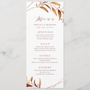Modern Fall Greenery Geometric Rustic Wedding Menu