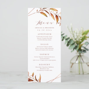 Modern Fall Greenery Geometric Rustic Wedding Menu