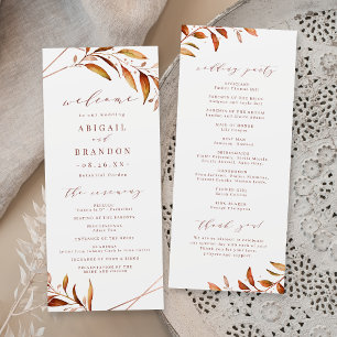 Modern Fall Greenery Geometric Rustic Wedding Program