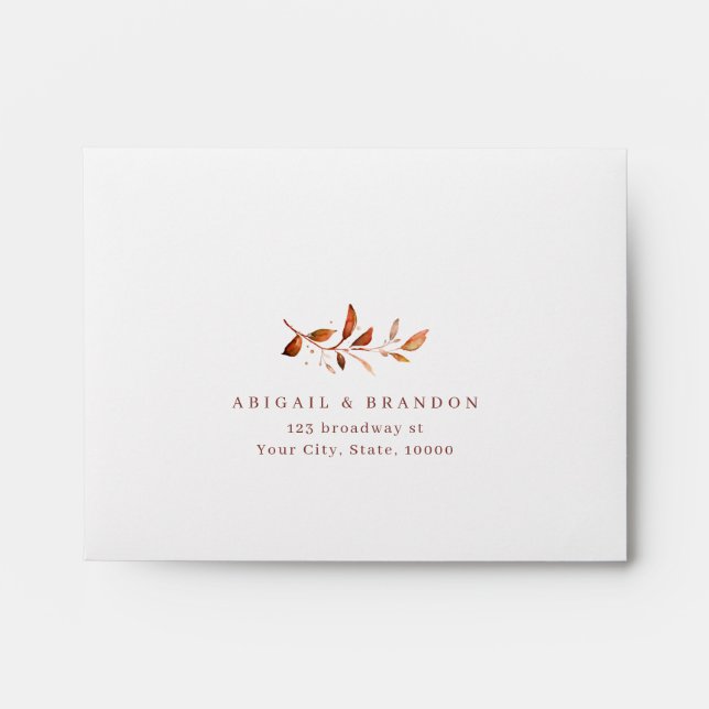 Modern Fall Greenery Rustic Wedding RSVP Envelope (Front)