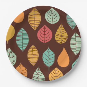 Modern Fall Leaf Pattern Paper Plate