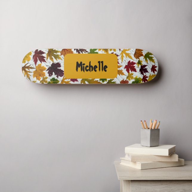 Modern Fall Leave Personalised Name  Skateboard (Wall Art (Horz))