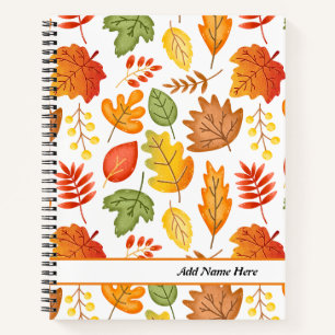 Modern Fall Leaves Spiral Notebook