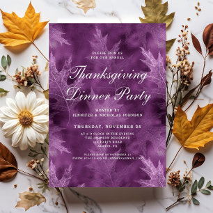 Modern Fall Leaves Thanksgiving Dinner Party Invitation