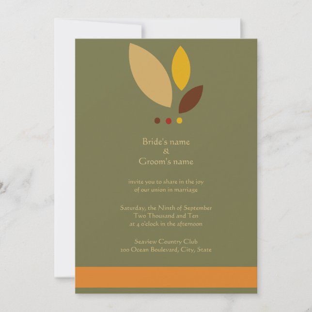 Modern Fall Leaves Wedding Invitation (Front)