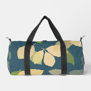Modern Fall Leaves with Teal Background Duffle Bag