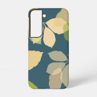 Modern Fall Leaves with Teal Background