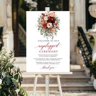 Modern Fall Marsala Unplugged Ceremony Sign Design