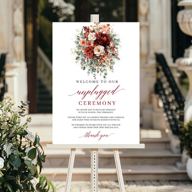 Modern Fall Marsala Unplugged Ceremony Sign Design (Modern Fall Marsala Unplugged Ceremony Sign Design

)