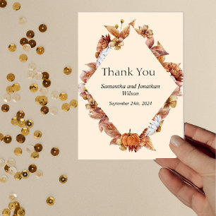 Modern Fall Orange BOHO Thank you Card