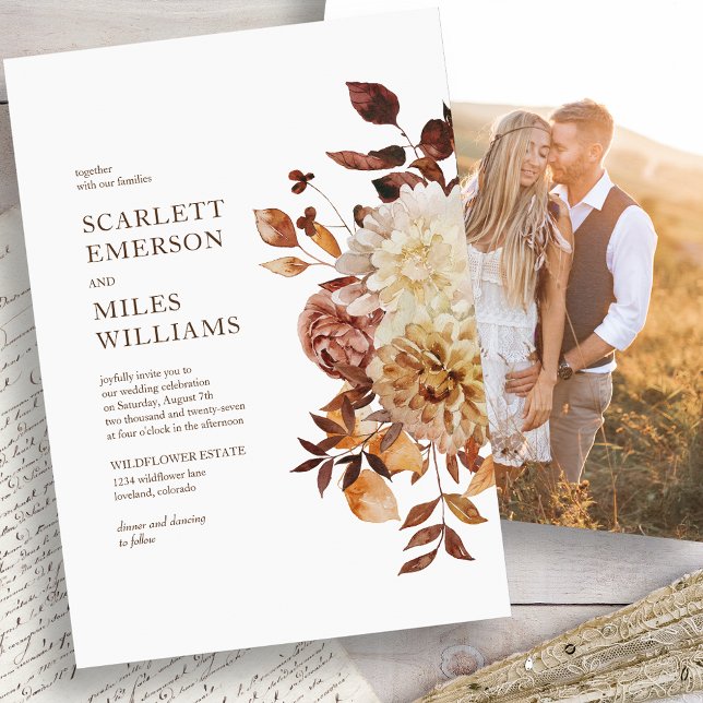 Modern Fall Photo Wedding Invitation (Modern Fall Photo Wedding Invitation
)
