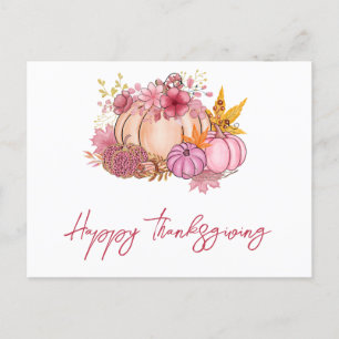 Modern Fall Pumpkin Harvest Thanksgiving Greeting  Holiday Postcard