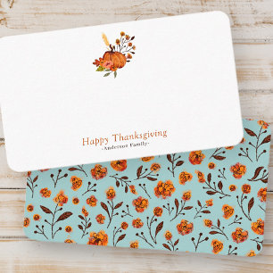 Modern Fall Pumpkins Pattern Thanksgiving Place Card