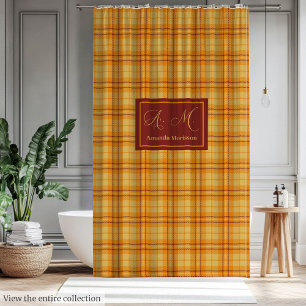 Modern Fall Tartan Curtain Chic Custom Name Accent