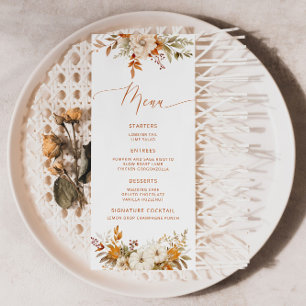 Modern Fall Terracotta Wedding elegant Menu