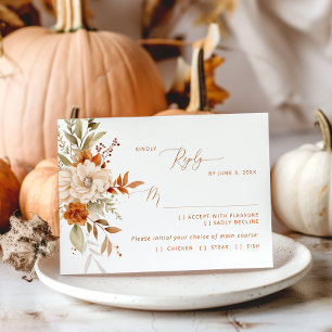 Modern Fall Terracotta wedding meal choice RSVP Card