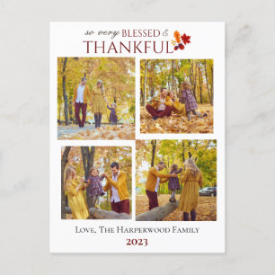Modern Fall Thanksgiving Family photo Collage Holiday Postcard