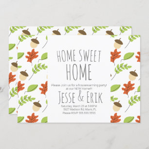 Modern Fall Trees and Acorn Housewarming Party Invitation