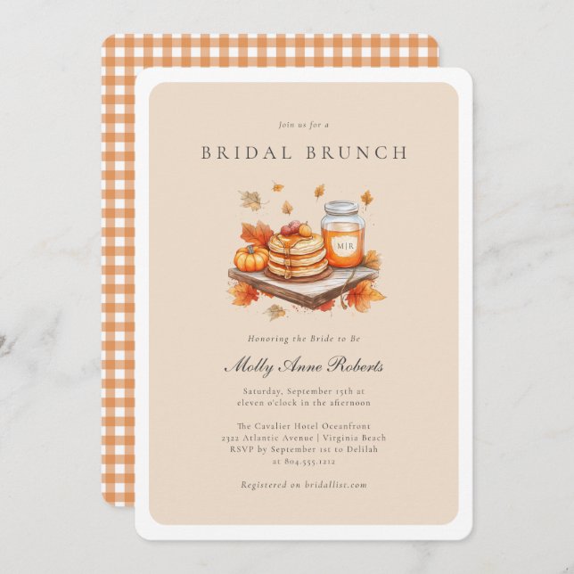 Modern Fall Watercolor Bridal  Brunch Invitation (Front/Back)