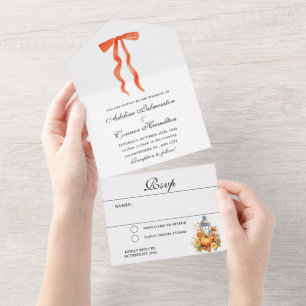 Modern Fall Wedding All In One Invitation