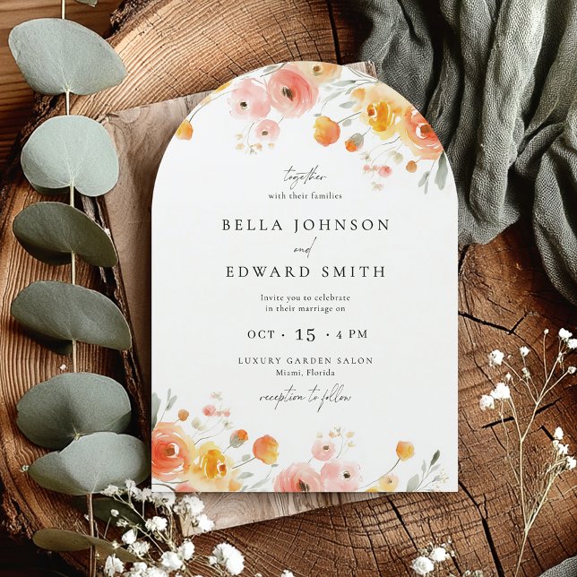 Modern Fall Wedding Watercolor Floral Invitation (Creator Uploaded)